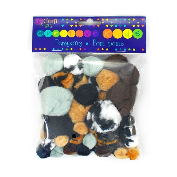 Pom Pom, dimensiuni diferite, 56 buc/set, animal print, Dp Craft Pom Pom, dimensiuni diferite, 56 buc/set, animal print, Dp Craft
