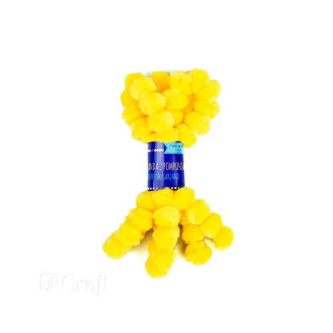 Pom pom ghirlanda, 120cm, Ø 25mm, galben, Dp Craft