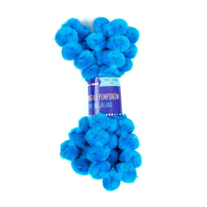 Pom pom ghirlanda, 120cm, Ø 25mm, albastru, Dp Craft