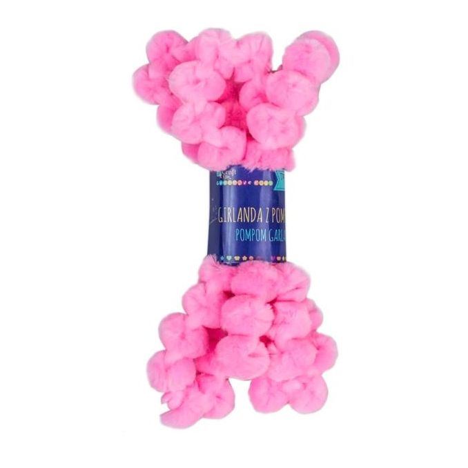 Pom pom ghirlanda, 120cm, Ø 25mm, roz, Dp Craft