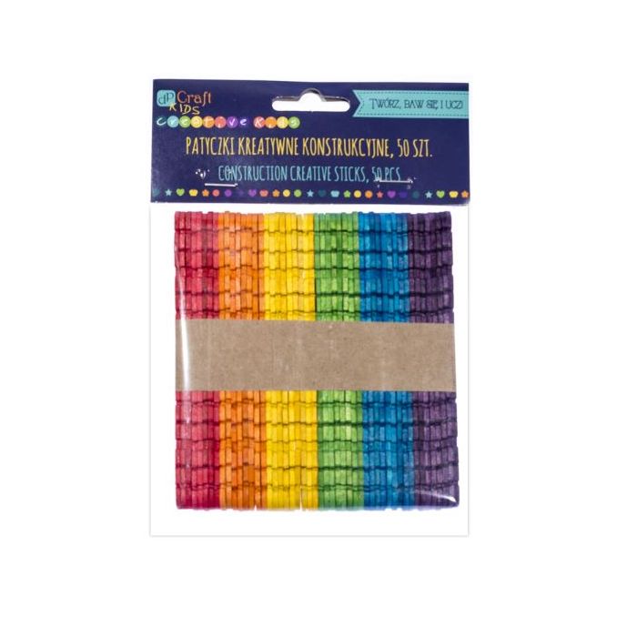 Bete creative pentru constructii din lemn, 11.5x1cm, 50 buc/set, diferite culori, Dp Craft Bete creative pentru constructii din lemn, 11.5x1cm, 50 buc/set, diferite culori, Dp Craft