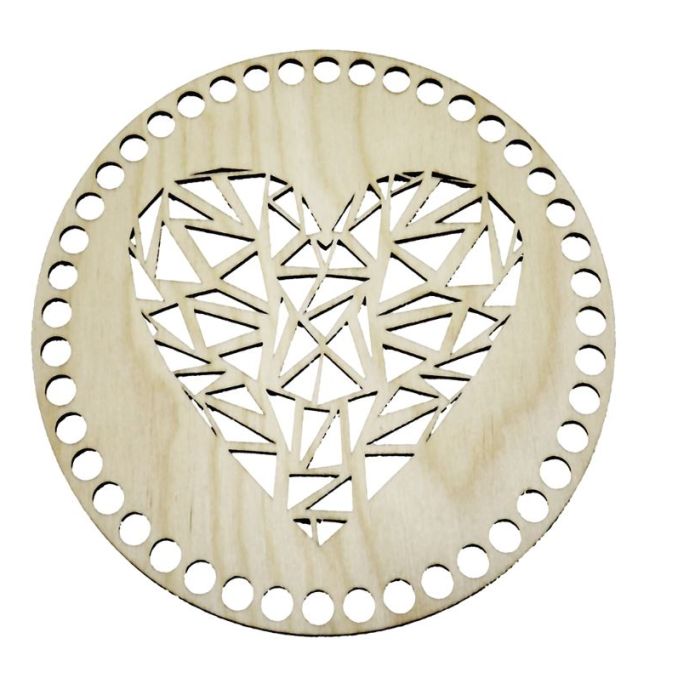 Baza din lemn pentru cosuri, forma rotunda cu inima, Ø 20cm, Dp Craft Baza din lemn pentru cosuri, forma rotunda cu inima, Ø 20cm, Dp Craft