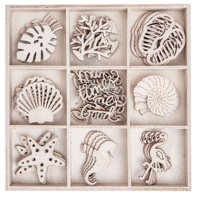 Forme decorative din lemn - Holidays, 9 modele diferite, 45 buc/set, natur, Dp Craft Forme decorative din lemn - Holidays, 9 modele diferite, 45 buc/set, natur, Dp Craft