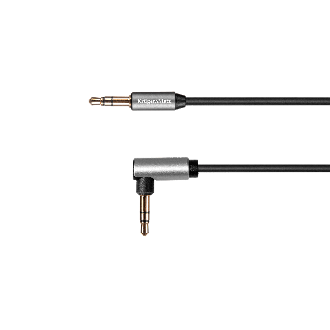 Cabluri si accesorii - Cablu jack 3.5 tata - tata la 90 grade, 1.8m, negru, Kruger&Matz Cabluri si accesorii - Cablu jack 3.5 tata - tata la 90 grade, 1.8m, negru, Kruger&Matz