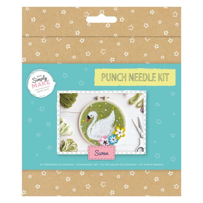 Set creativ pentru broderie cu ac persan/punch needle, lebada, Simply Make
