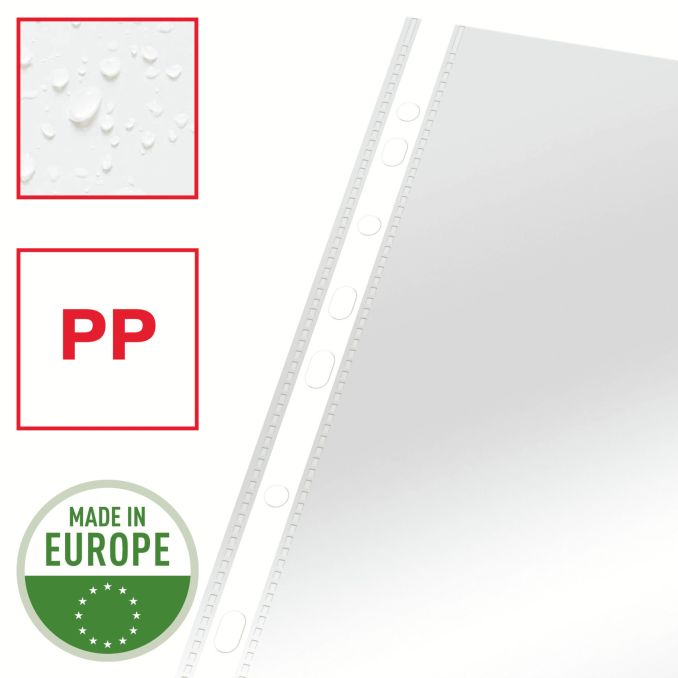 Folii plastic - Folii de protectie A4, cristal, 55 microni, 100 buc/set, Esselte