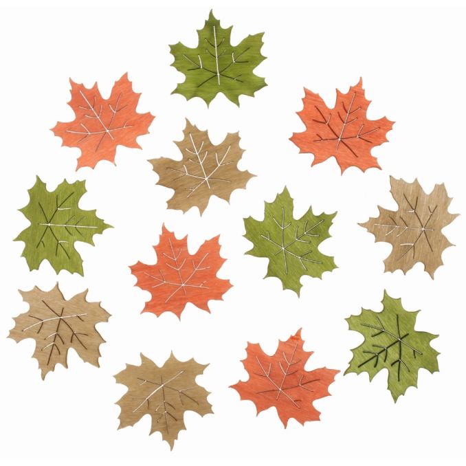 Forme decorative din lemn - frunze de toamna (artar), 4cm, 12 buc/set, diferite culori, Andel Prerov Forme decorative din lemn - frunze de toamna (artar), 4cm, 12 buc/set, diferite culori, Andel Prerov