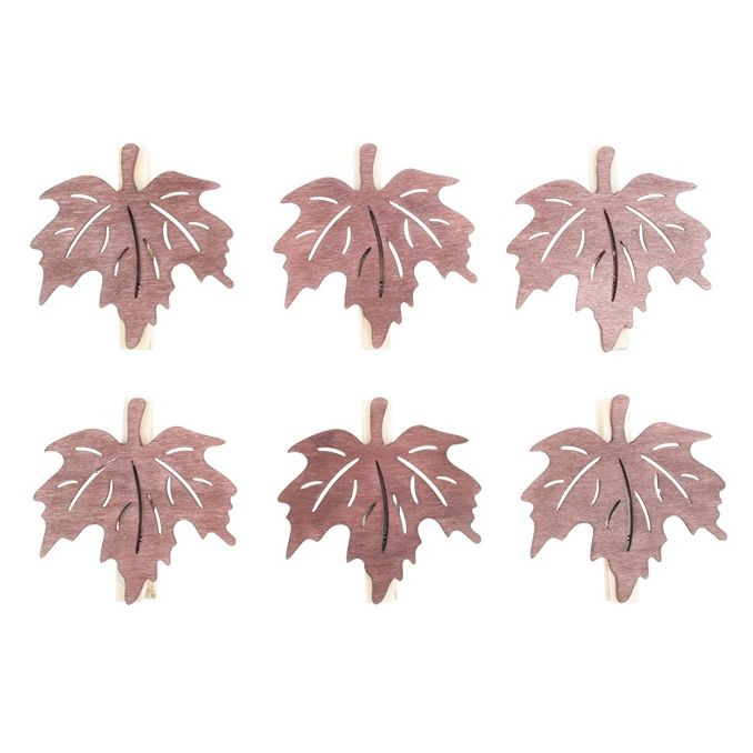 Carlige decorative din lemn, frunze de toamna (artar), 6cm, 6 buc/set, maro, Andel Prerov Carlige decorative din lemn, frunze de toamna (artar), 6cm, 6 buc/set, maro, Andel Prerov