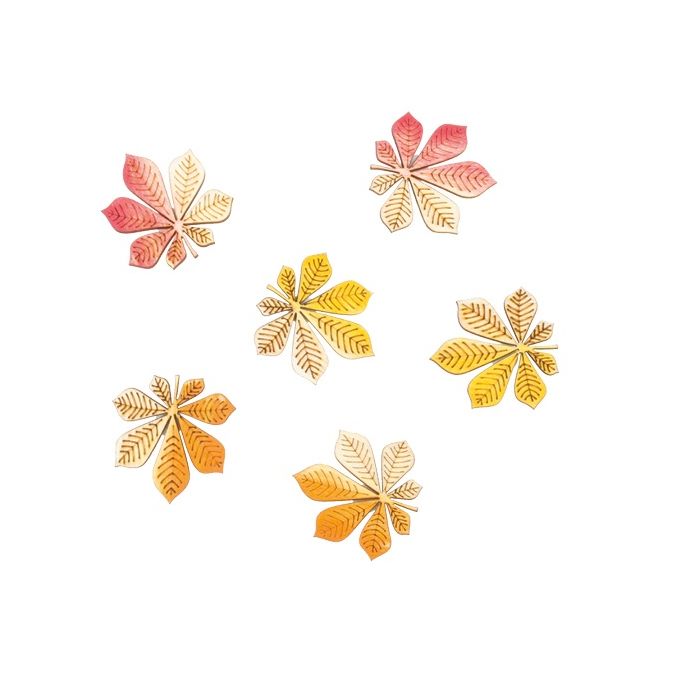Forme decorative din lemn - frunze adezive de toamna (castan), 4cm, 6 buc/set, multicolor, Andel Prerov Forme decorative din lemn - frunze adezive de toamna (castan), 4cm, 6 buc/set, multicolor, Andel Prerov