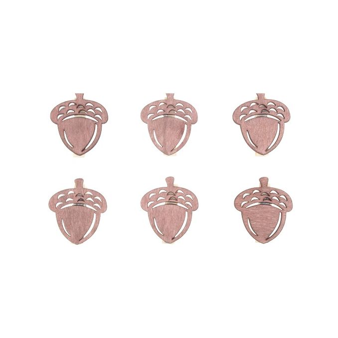 Carlige decorative din lemn, ghinde, 4cm, 6 buc/set, maro, Andel Prerov Carlige decorative din lemn, ghinde, 4cm, 6 buc/set, maro, Andel Prerov