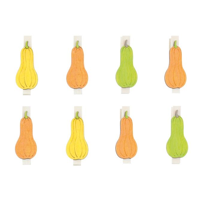 Carlige decorative din lemn, dovlecei, 3.5cm, 8 buc/set, diferite culori, Andel Prerov