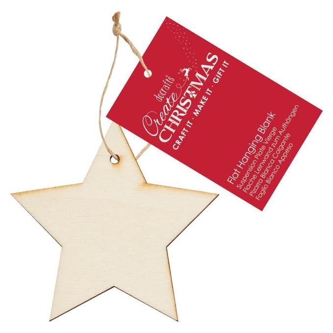 Figurine decorative din lemn - stea, cu agatatoare, 8cm, natur, Create Christmas Figurine decorative din lemn - stea, cu agatatoare, 8cm, natur, Create Christmas