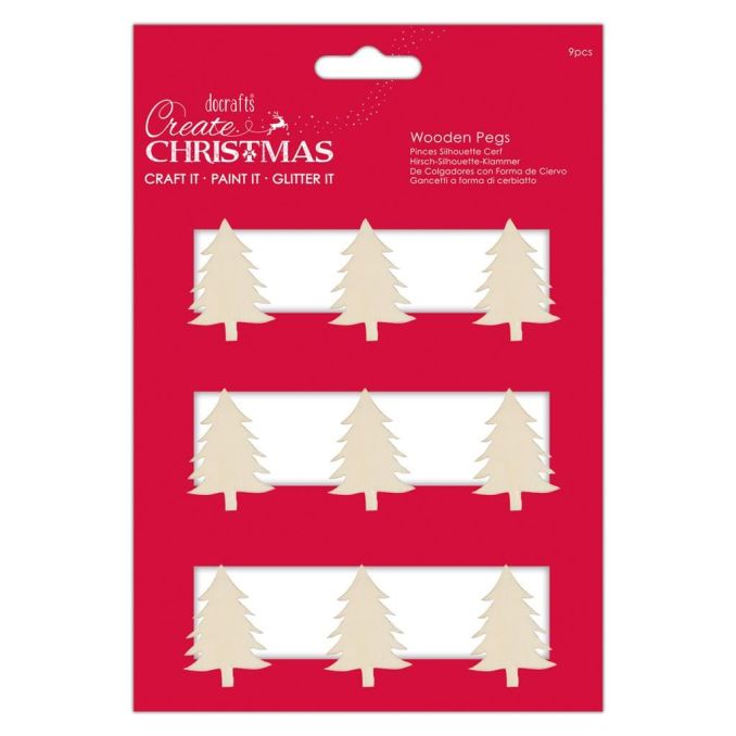 Carlige decorative din lemn, braduti Craciun, 3.5cm, 9 buc/set, natur, Create Christmas Carlige decorative din lemn, braduti Craciun, 3.5cm, 9 buc/set, natur, Create Christmas