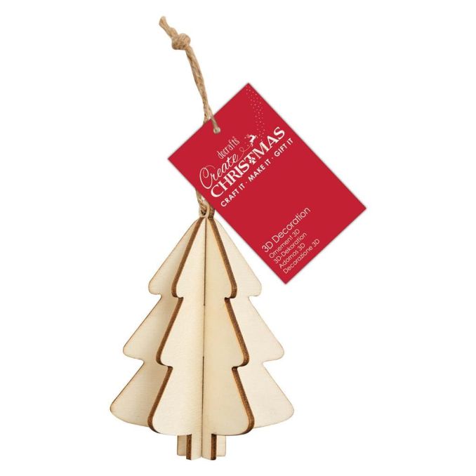 Figurine decorative din lemn - brad 3D, cu agatatoare, 9.5cm, natur, Create Christmas Figurine decorative din lemn - brad 3D, cu agatatoare, 9.5cm, natur, Create Christmas