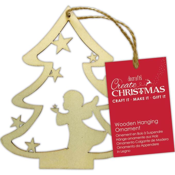 Figurine decorative din lemn - brad cu inger, cu agatatoare, 12cm, natur, Create Christmas Figurine decorative din lemn - brad cu inger, cu agatatoare, 12cm, natur, Create Christmas
