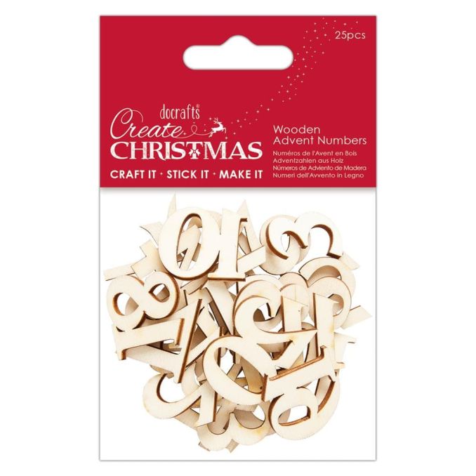 Figurine decorative din lemn - numere Advent Calendar, 2.5cm, 25 buc/set, natur, Create Christmas Figurine decorative din lemn - numere Advent Calendar, 2.5cm, 25 buc/set, natur, Create Christmas