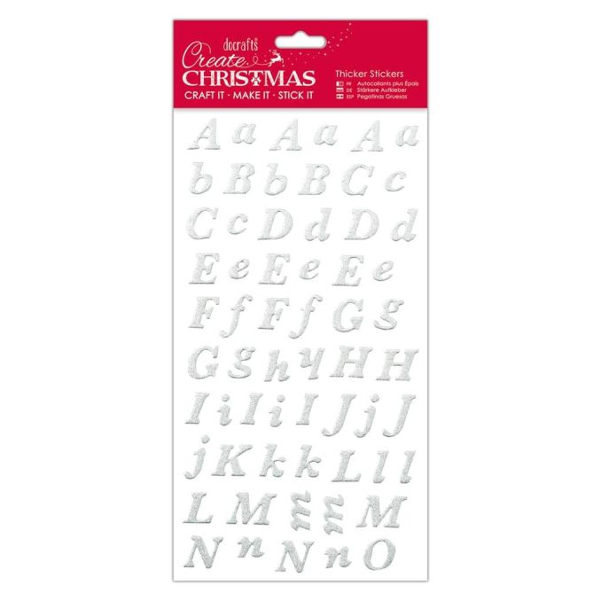 Stickere/abtibilduri cu sclipici, litere minucule si majuscule, 1-5cm, argintiu, Create Christmas Stickere/abtibilduri cu sclipici, litere minucule si majuscule, 1-5cm, argintiu, Create Christmas