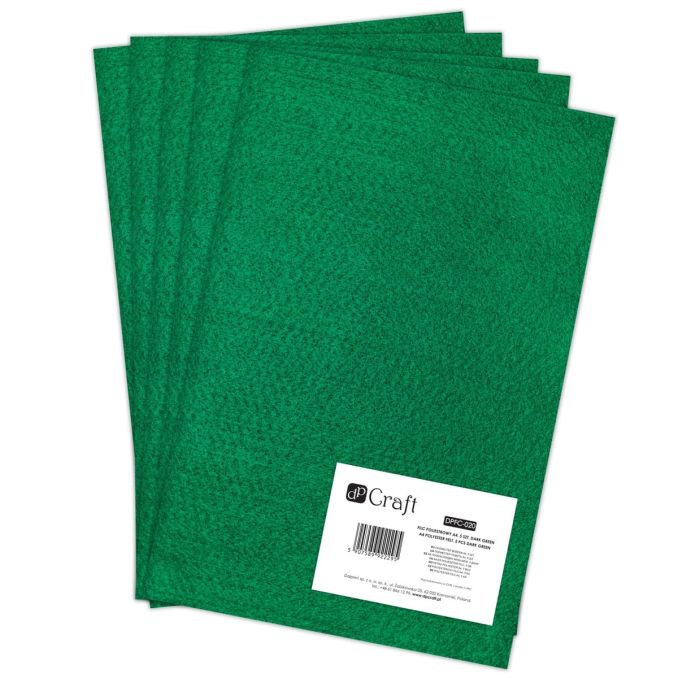 Fetru/pasla decorativa A4 (21x29.7cm), 2mm, 5 buc/set, verde inchis, Dp Craft Fetru/pasla decorativa A4 (21x29.7cm), 2mm, 5 buc/set, verde inchis, Dp Craft