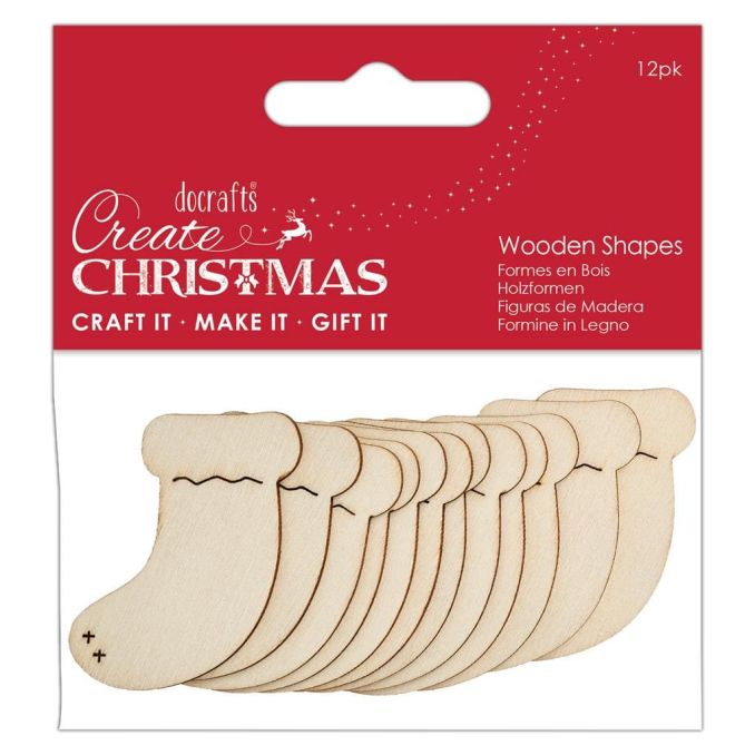 Figurine decorative din lemn - ciorapi cadouri de Craciun, 5cm, 12 buc/set, natur, Create Christmas Figurine decorative din lemn - ciorapi cadouri de Craciun, 5cm, 12 buc/set, natur, Create Christmas