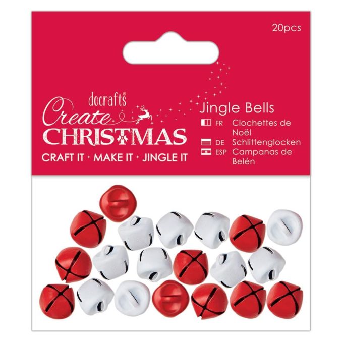 Clopotei decorativi metalici, Ø 1cm, 20 buc/set, rosu si alb, Create Christmas Clopotei decorativi metalici, Ø 1cm, 20 buc/set, rosu si alb, Create Christmas