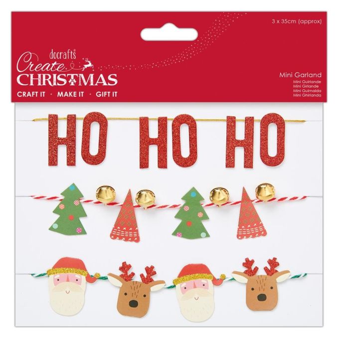 Mini ghirlande decorative de Craciun, 3 buc x 35cm/set Mos Craciun si reni/braduti/Ho Ho Ho, Create Christmas Mini ghirlande decorative de Craciun, 3 buc x 35cm/set Mos Craciun si reni/braduti/Ho Ho Ho, Create Christmas