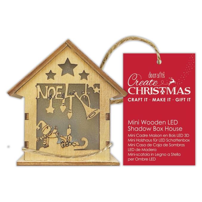 Casuta decorativa din lemn cu lumina LED, Noel, H8cm, natur, Create Christmas Casuta decorativa din lemn cu lumina LED, Noel, H8cm, natur, Create Christmas