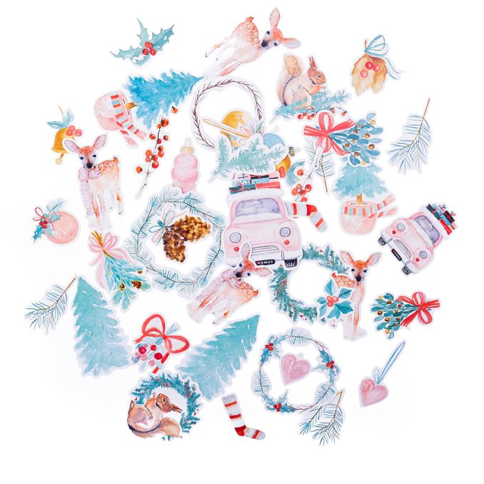 Forme decorative din carton, 300 g/mp, 45 buc/set, Craciunul vesel, Dp Craft Forme decorative din carton, 300 g/mp, 45 buc/set, Craciunul vesel, Dp Craft