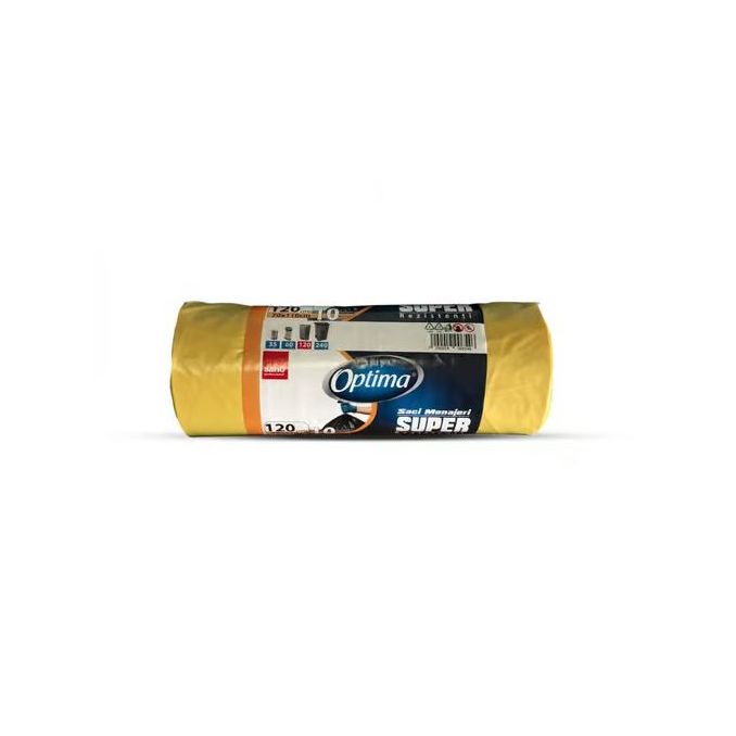 Produse de curatenie - Saci menajeri, 120L, 10 buc/rola, galben, Sano Optima Produse de curatenie - Saci menajeri, 120L, 10 buc/rola, galben, Sano Optima
