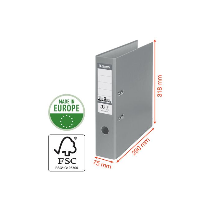 Bibliorafturi - Biblioraft plastifiat int-ext A4, 75mm, portocaliu, Esselte Standard No.1