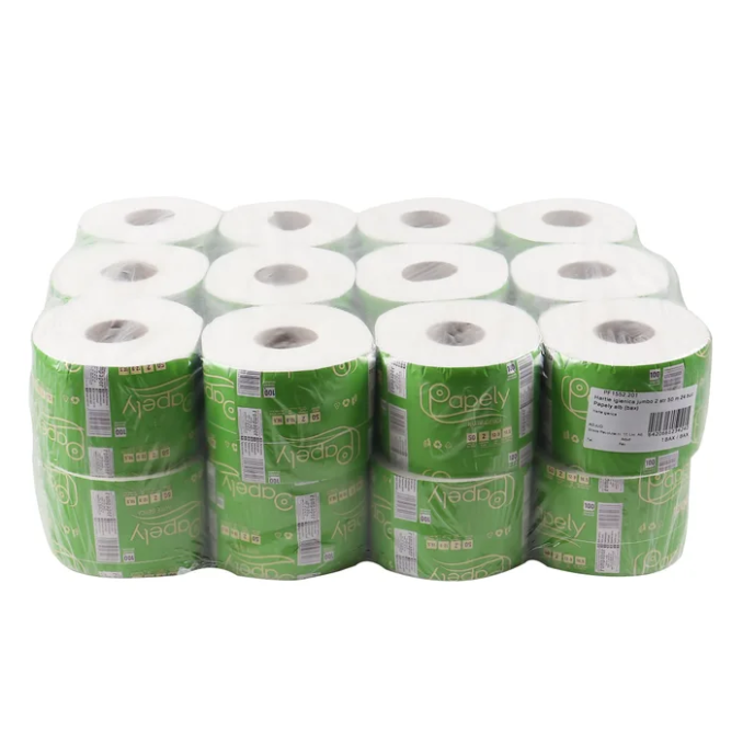 Hartie igienica, prosoape si servetele - Hartie igienica jumbo Papely, pentru dispenser, 50m/rola, 2 straturi, 24 role/pachet, alb