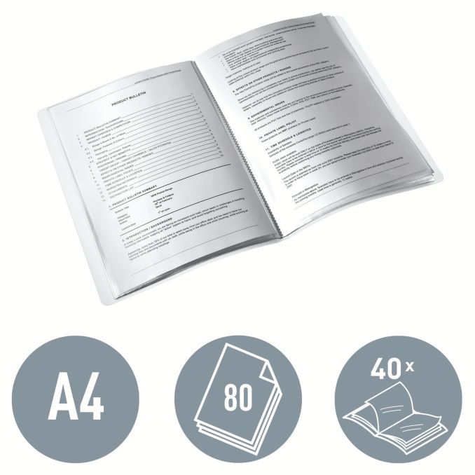 Mape - Mapa plastic A4, de prezentare, 40 file, mov metalizat, Leitz Wow