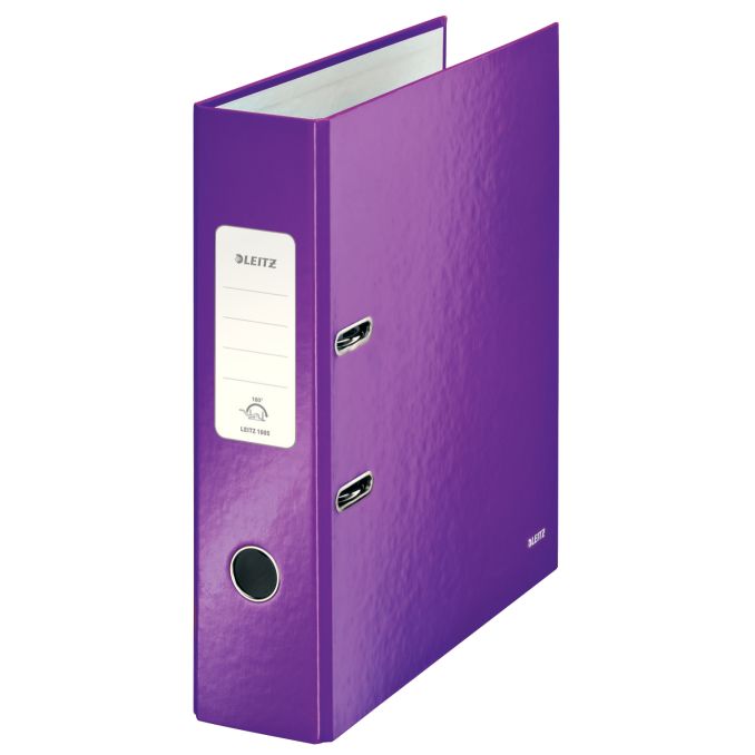Bibliorafturi - Biblioraft plastifiat A4, 80mm, 180 grade, mov metalizat, Leitz WOW Bibliorafturi - Biblioraft plastifiat A4, 80mm, 180 grade, mov metalizat, Leitz WOW
