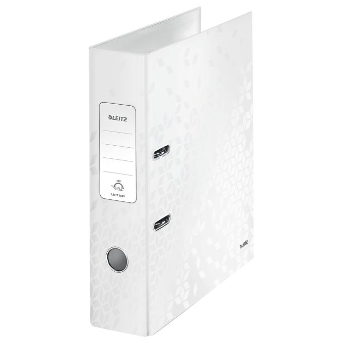 Bibliorafturi - Biblioraft plastifiat A4, 80mm, 180 grade, alb, Leitz WOW